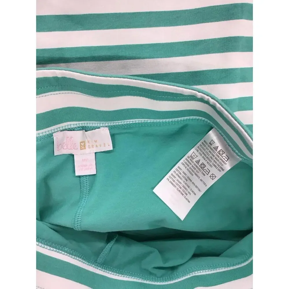 Belle by Kim gravel cape cod coastal striped skirt size petite medium ne QVC - Picture 3 of 4